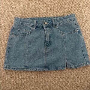 SHEIN Light Blue Denim Mini Skirt with Button Front
